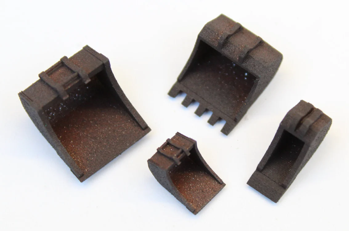 BS1059 Digger Buckets - Rusty - PAINTED - Pack of 4 1:76 OO Gauge - Image 2