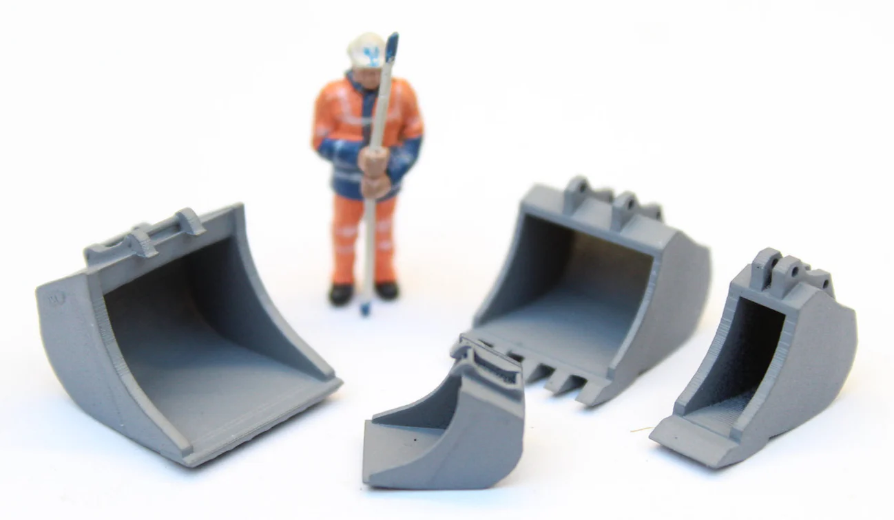 BS1060 Digger Buckets - UNPAINTED - Pack of 4 1:76 OO Gauge