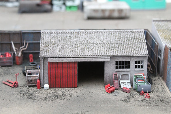 BS4001 Concrete Workshop Garage Peaked Roof - Red Door