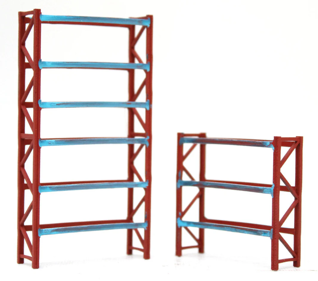 BS8013 Pallet Racking Warehouse Stores - RED BLUE - 1:76 OO Gauge