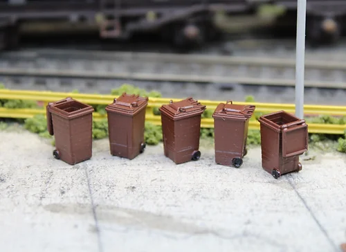 BSWBBRN5 Modern Wheelie Bins - Pack of 5 - BROWN BINS