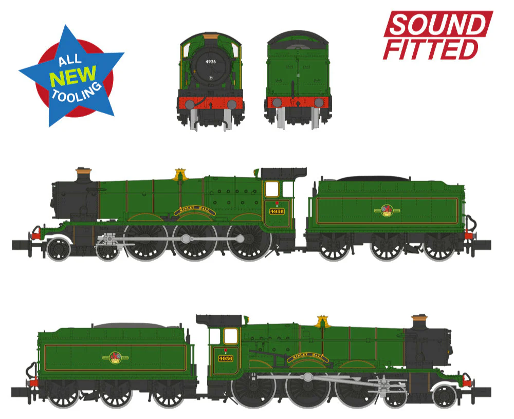 372-011SF GWR 49XX 'Hall' 4936 'Kinlet Hall' BR Lined Green (Late Crest) Steam Locomotive - DCC Sound - Image 7