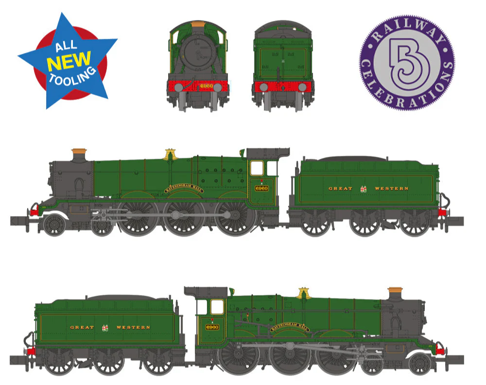 372-450 GWR 'Modified Hall' 6960 'Raveningham Hall' GWR Lined Green (GW Crest) Steam Locomotive - Image 7