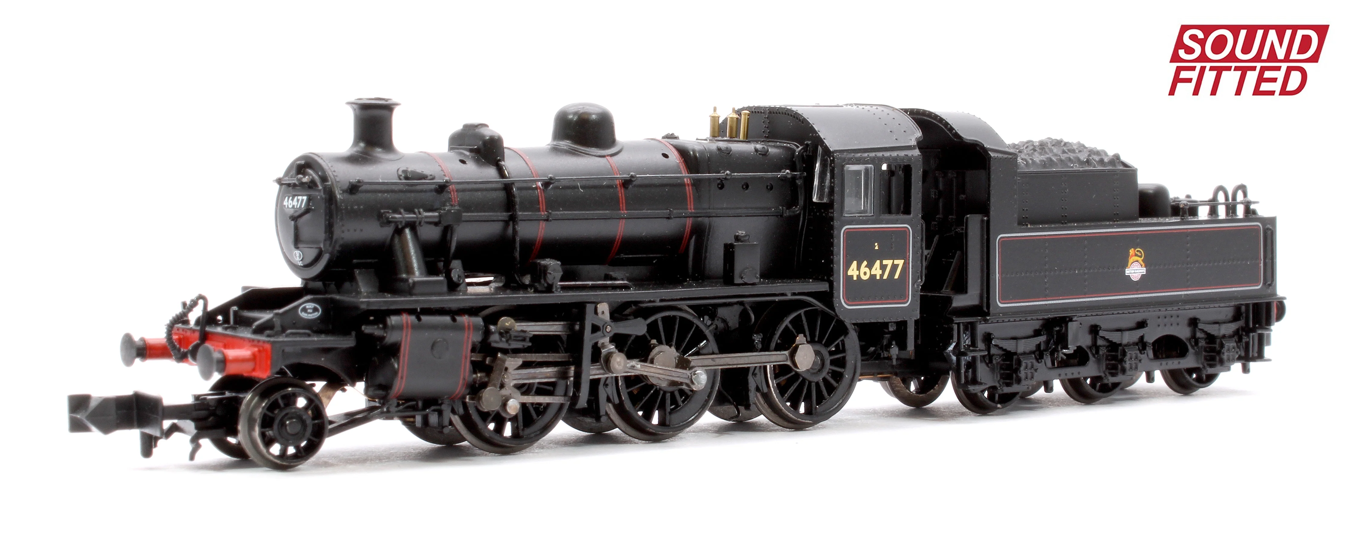 372-626ASF LMS Ivatt 2MT 46477 BR Lined Black (Early Emblem) Steam Locomotive - Sound Fitted