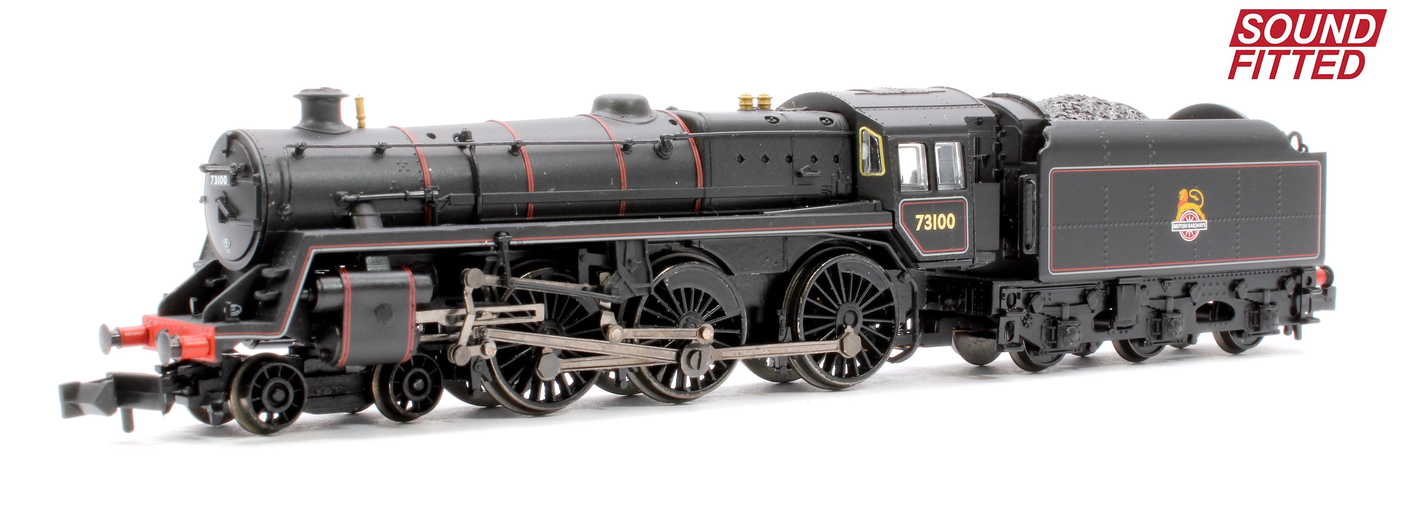 372-727BSF BR Standard 5MT with BR1B Tender 73100 BR Lined Black (Early Emblem) Steam Locomotive - Sound Fitted