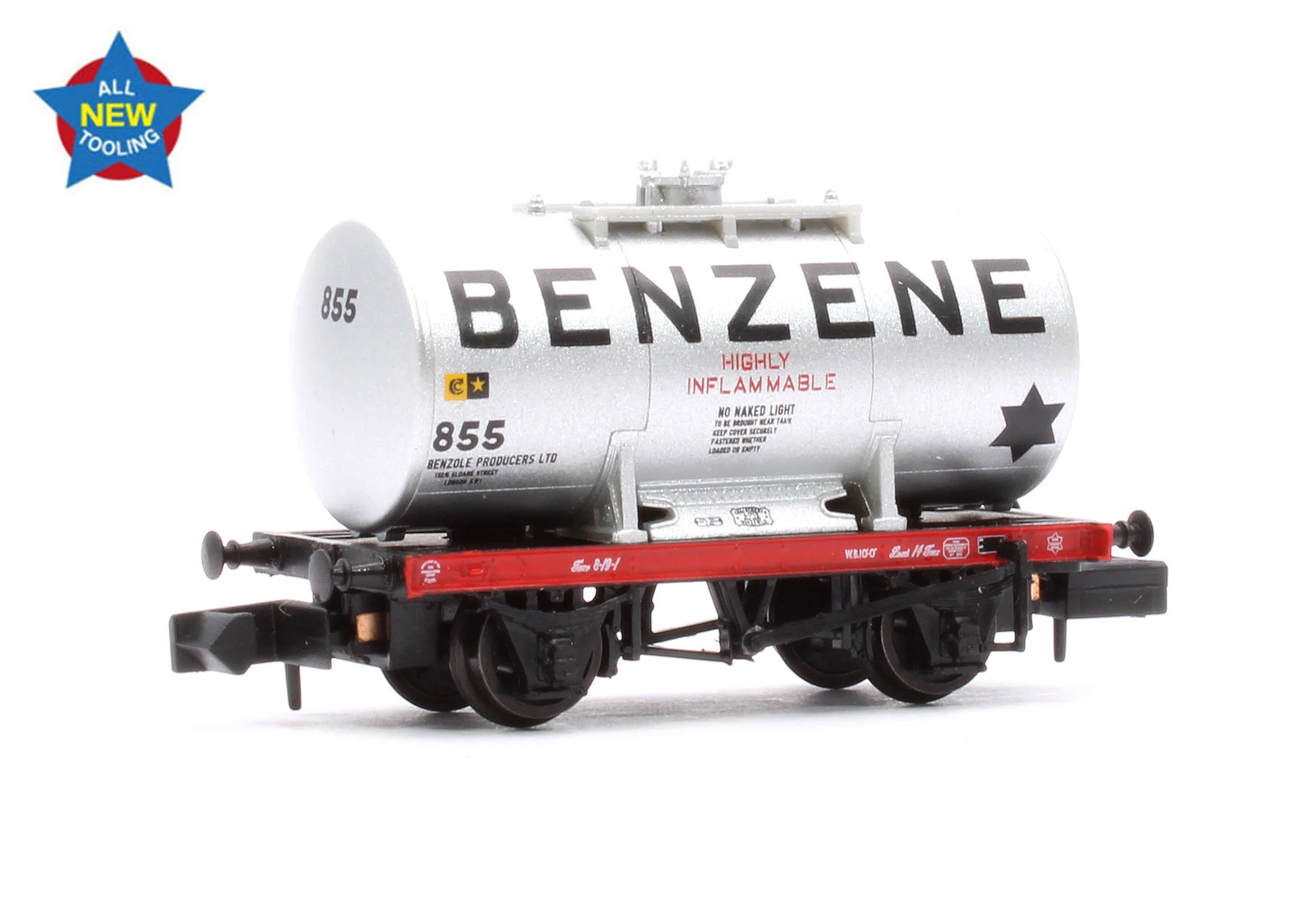 378-000A 14T Anchor-Mounted Tank Wagon 'Benzene' Silver No. 855