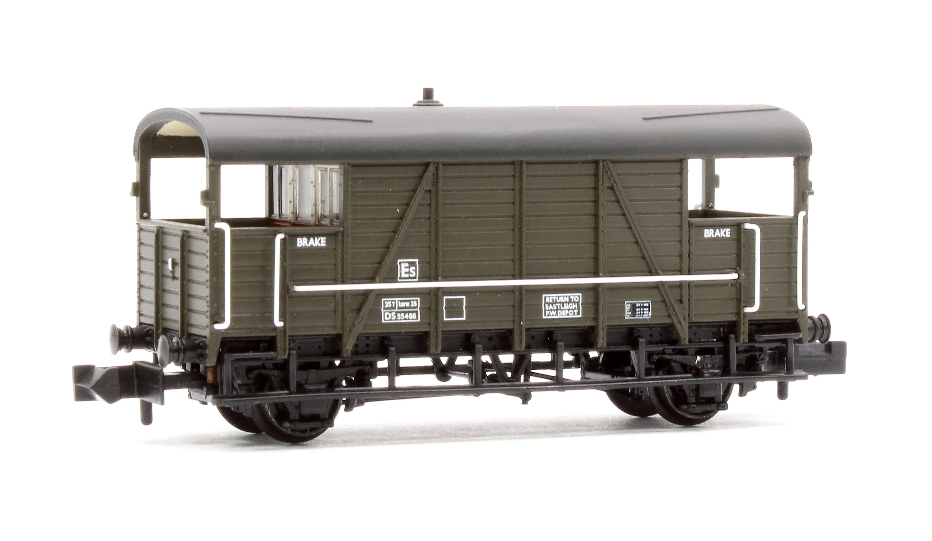 378-028 SE&CR 25T 'Dance Hall' Brake Van BR Departmental Olive Green No.DS55466