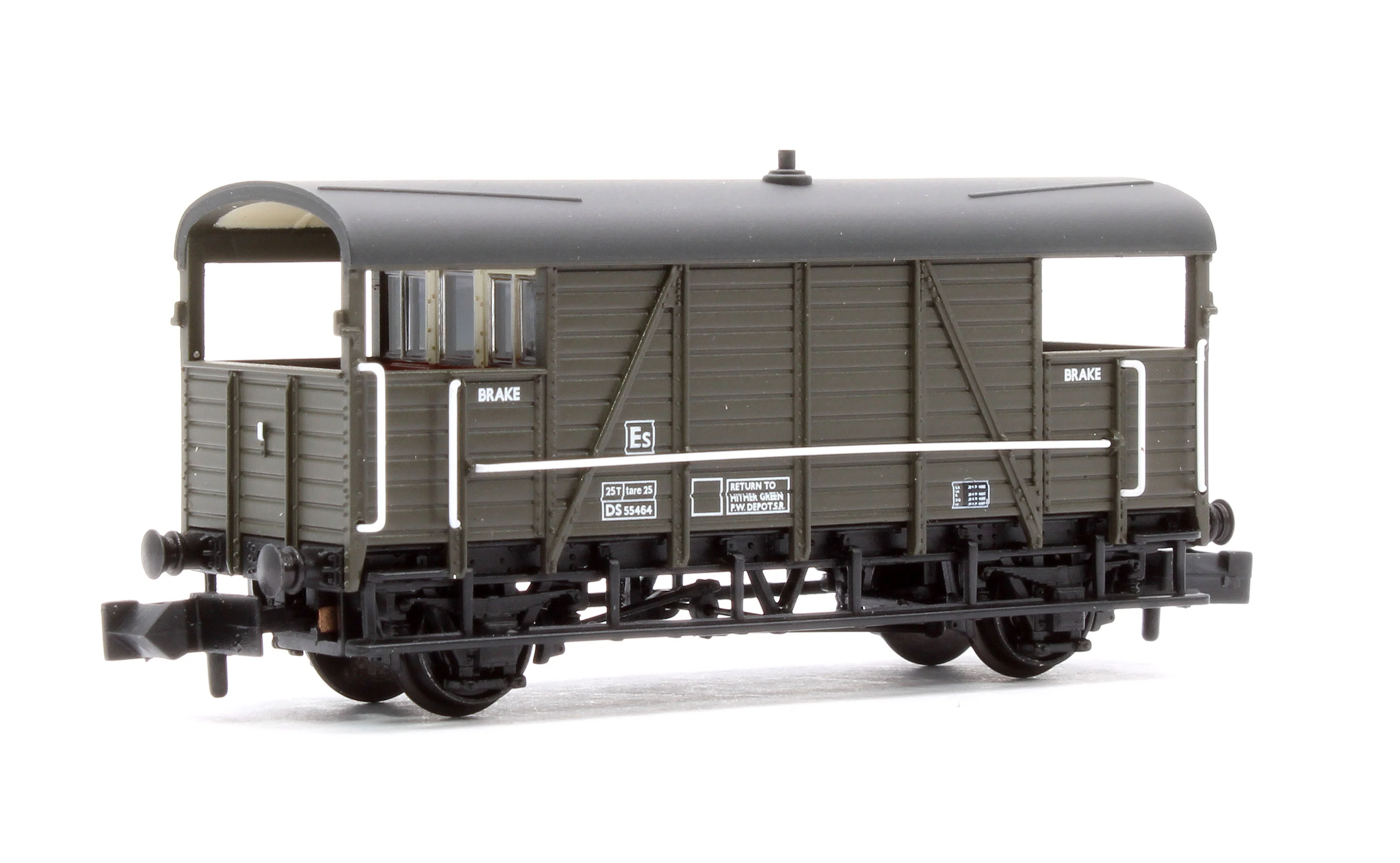 378-028A SE&CR 25T 'Dance Hall' Brake Van BR Departmental Olive Green No.DS55464