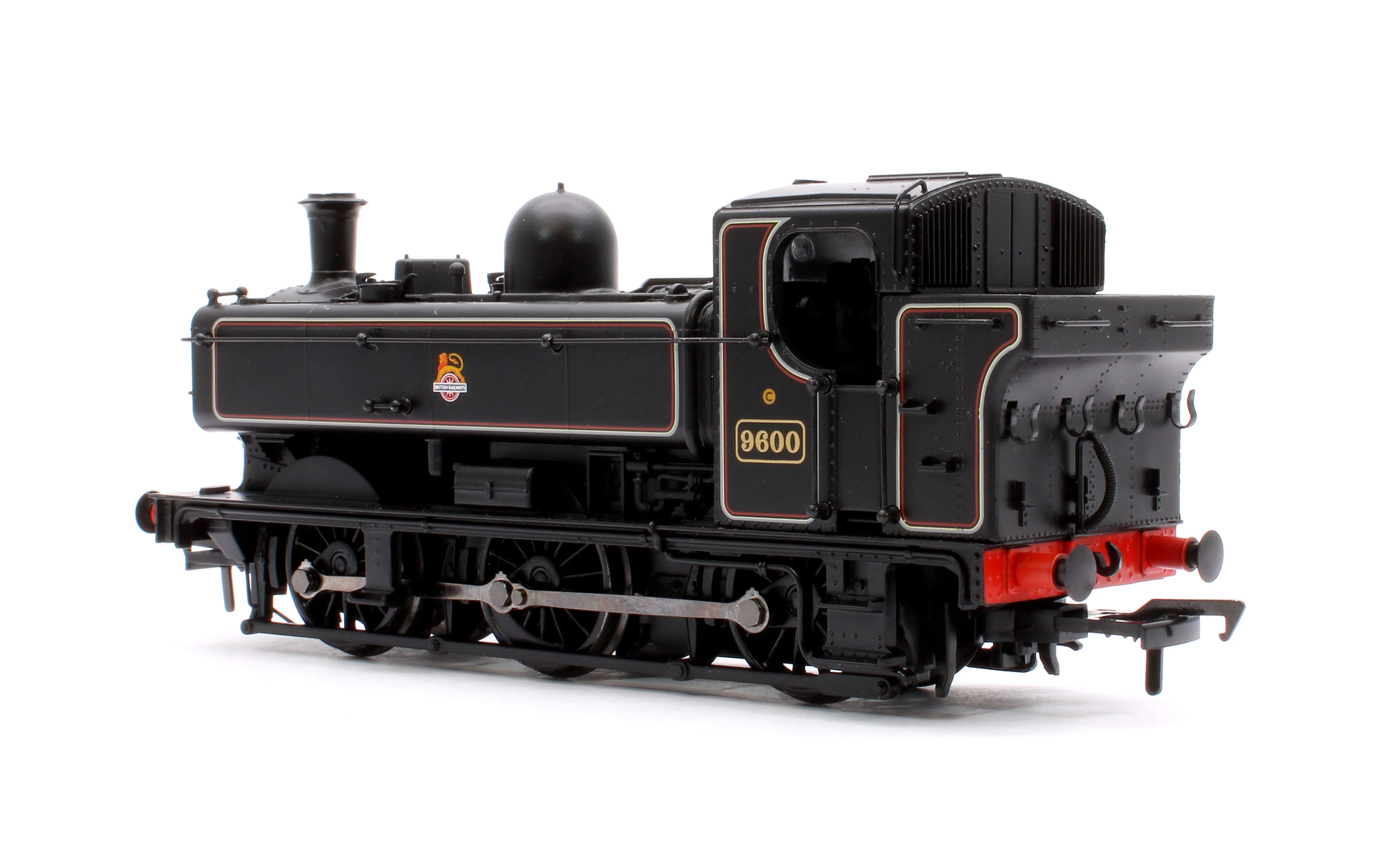 32-205B GWR 8750 Pannier Tank 9600 BR Lined Black (Early Emblem) Steam Locomotive - Image 2