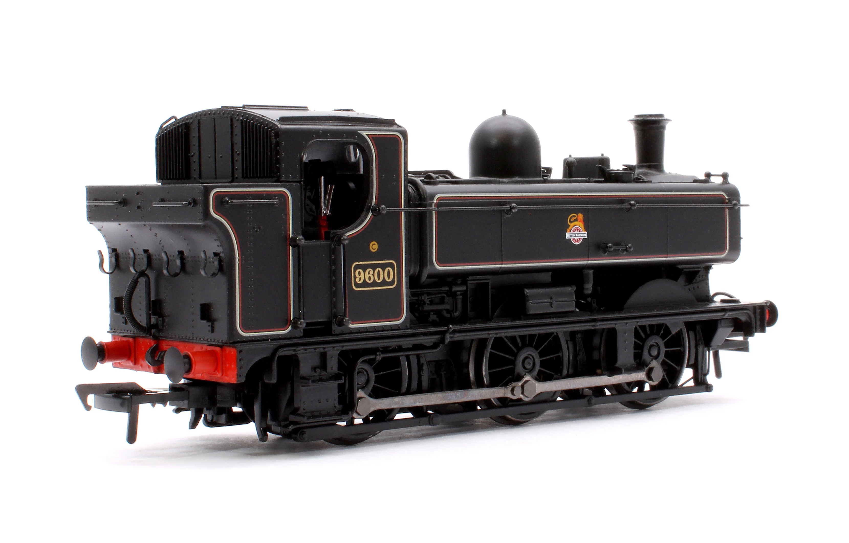 32-205B GWR 8750 Pannier Tank 9600 BR Lined Black (Early Emblem) Steam Locomotive - Image 3
