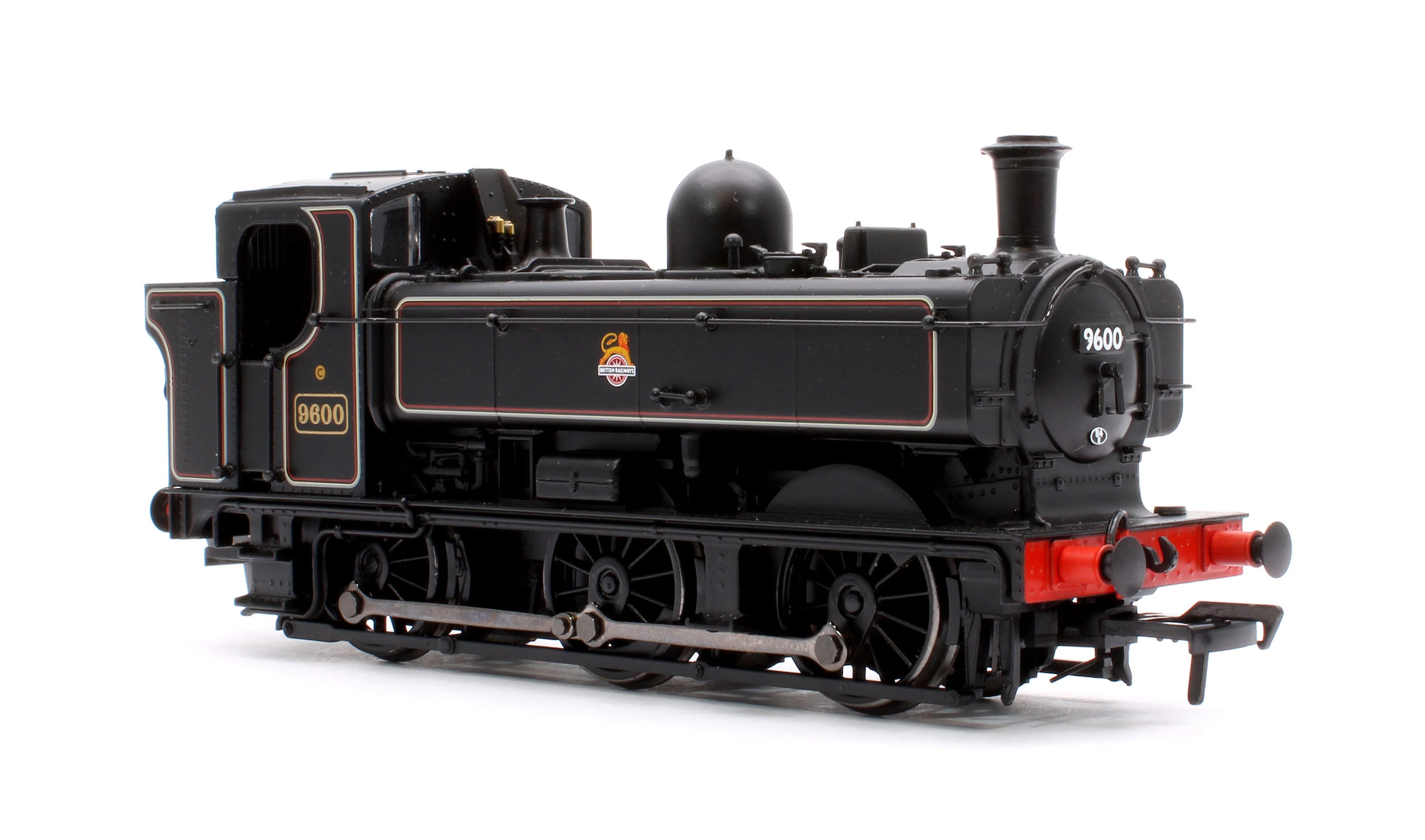 32-205B GWR 8750 Pannier Tank 9600 BR Lined Black (Early Emblem) Steam Locomotive - Image 4