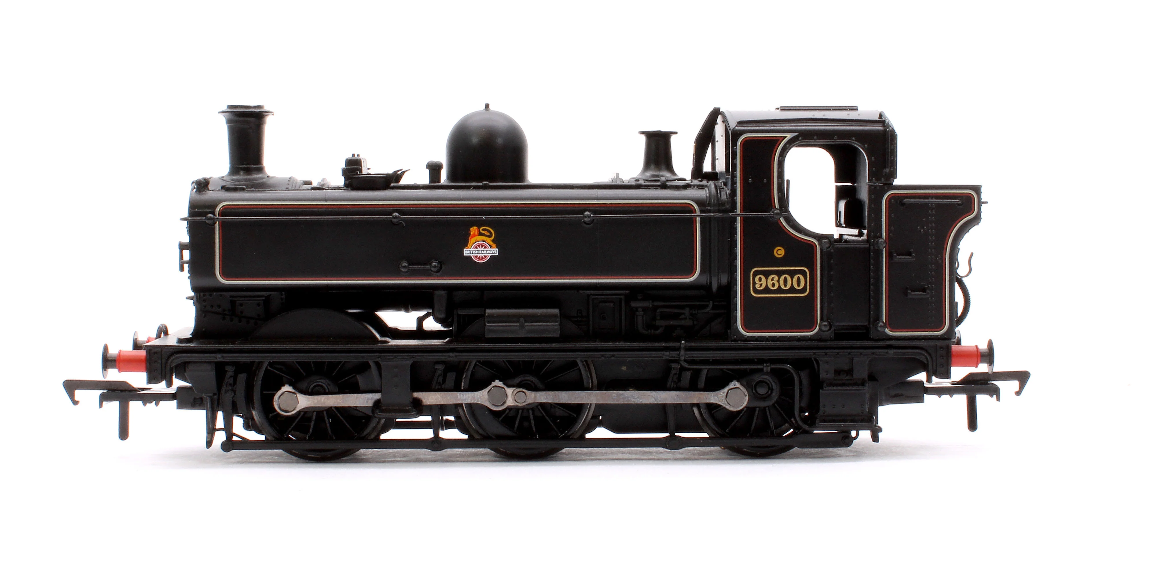 32-205B GWR 8750 Pannier Tank 9600 BR Lined Black (Early Emblem) Steam Locomotive - Image 5