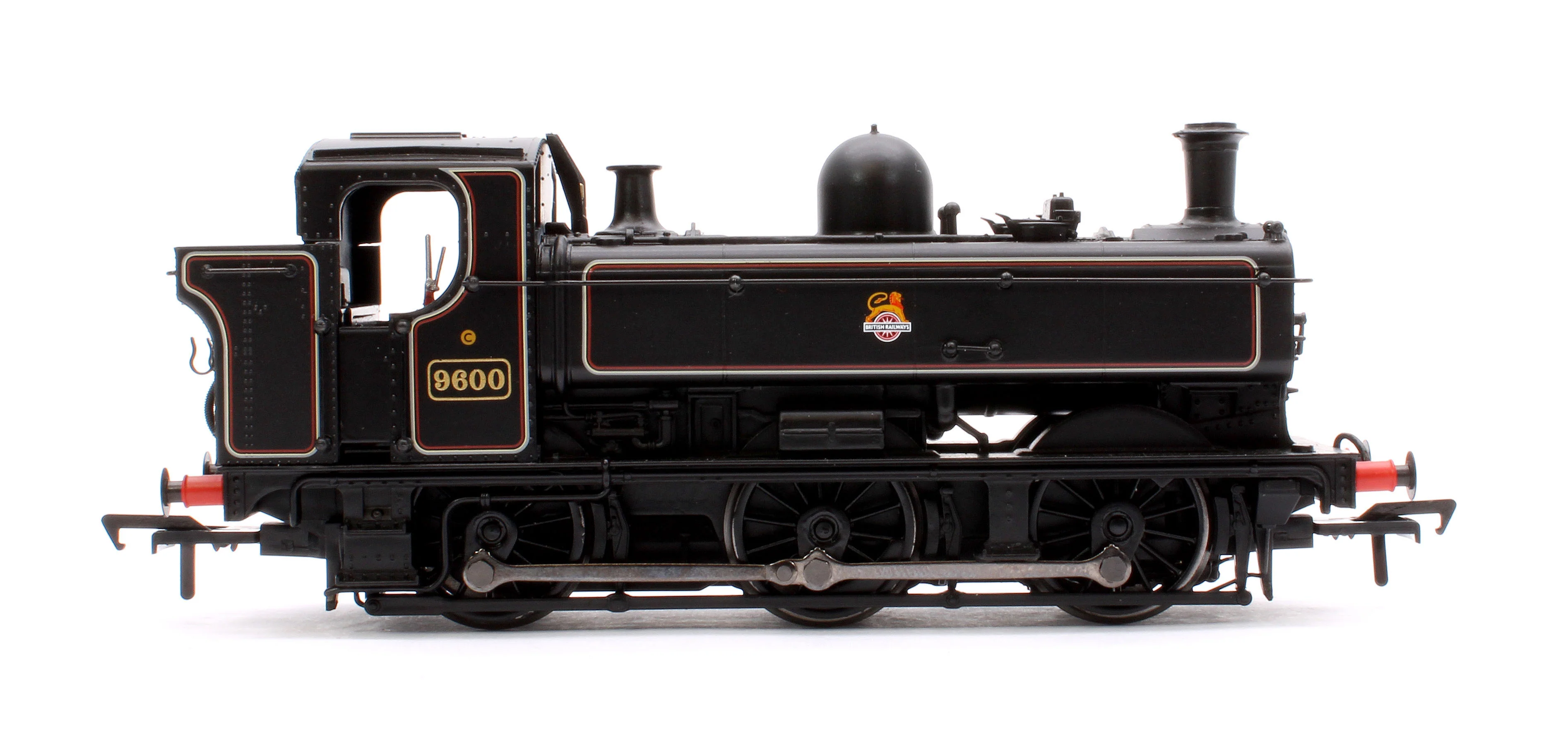 32-205B GWR 8750 Pannier Tank 9600 BR Lined Black (Early Emblem) Steam Locomotive - Image 6