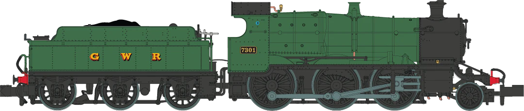 2S-043-003S GWR Churchward Built 63xx 2-6-0 Mogul 7301 'GWR' Green - Sound Fitted