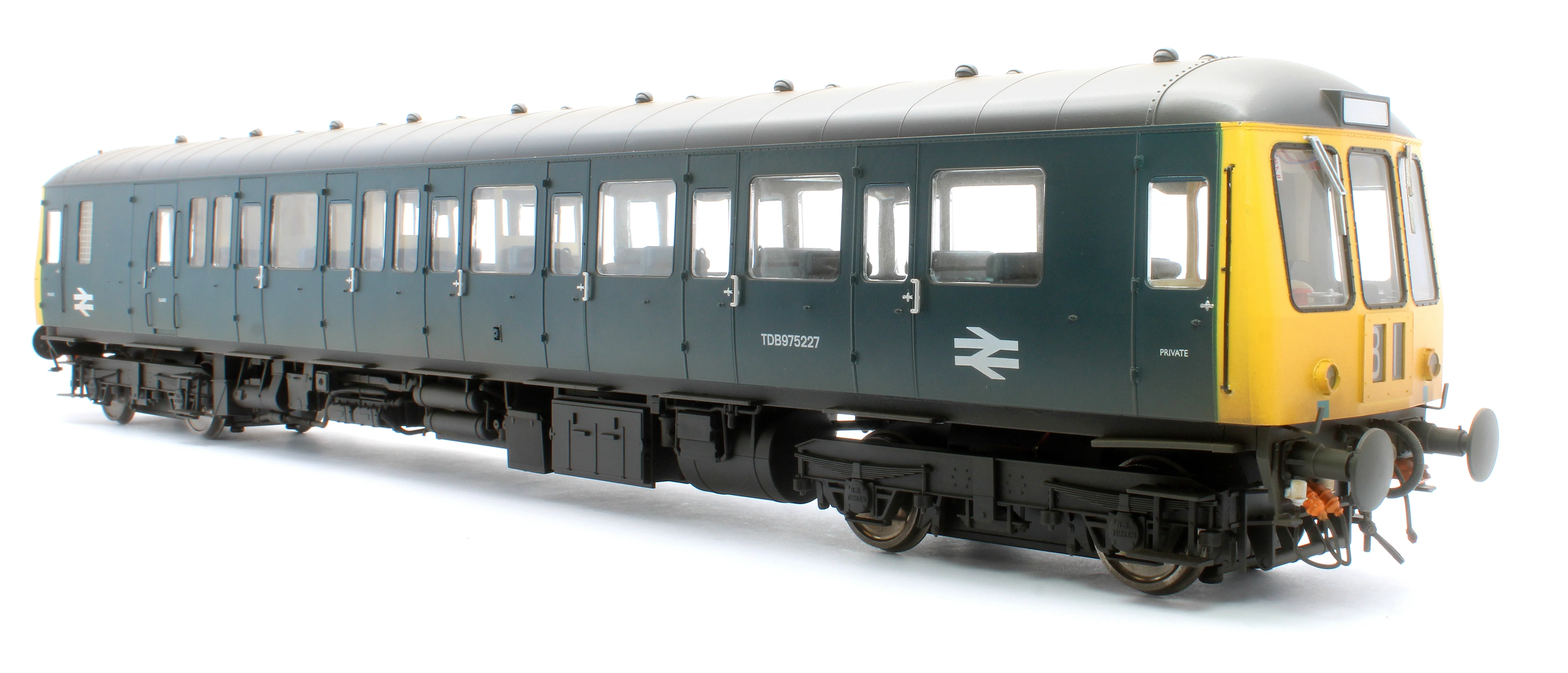 1227 Class 122 BR Blue (Yellow Ends) Single Car DMU TDB975227 - Weathered - Image 4
