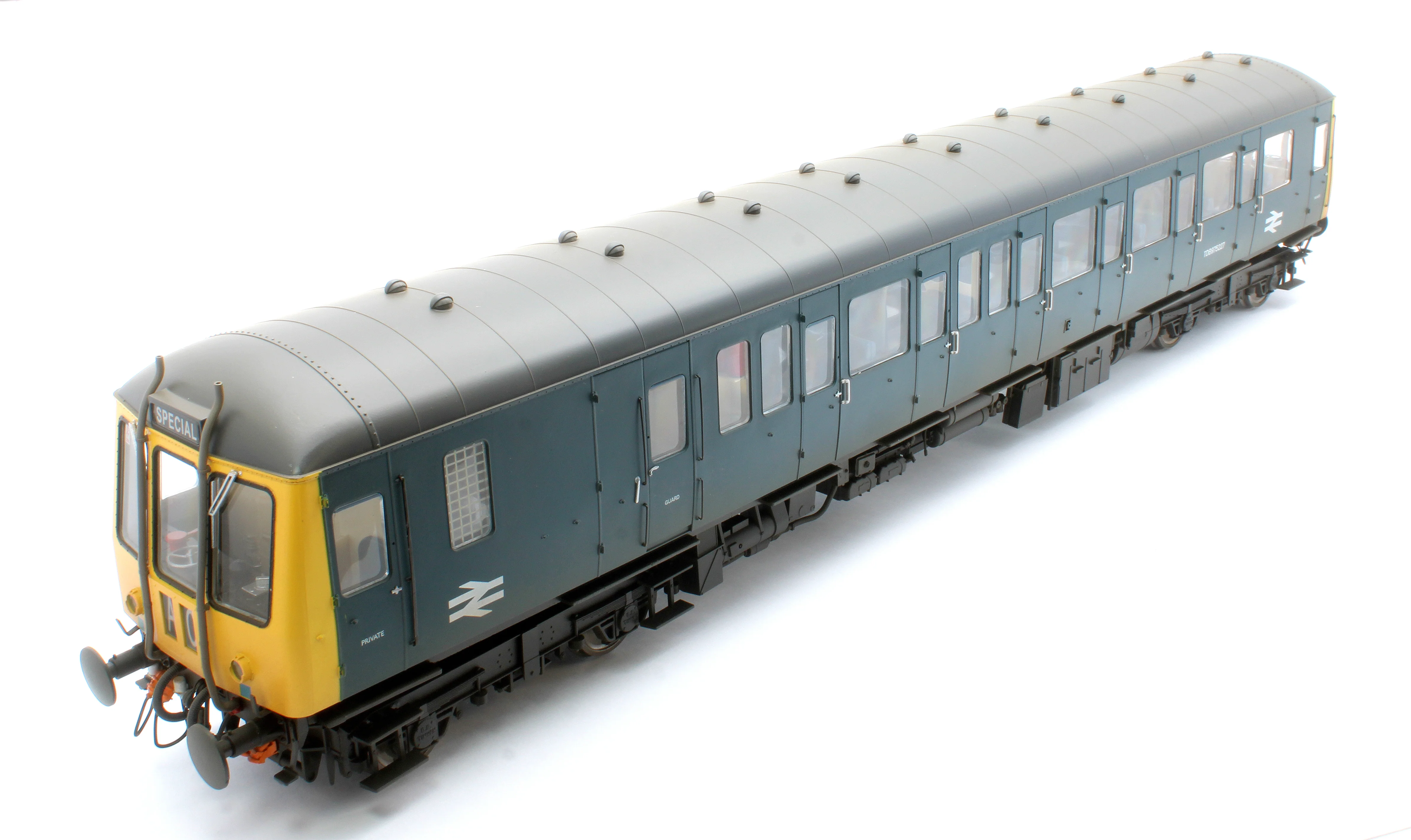1227 Class 122 BR Blue (Yellow Ends) Single Car DMU TDB975227 - Weathered - Image 9