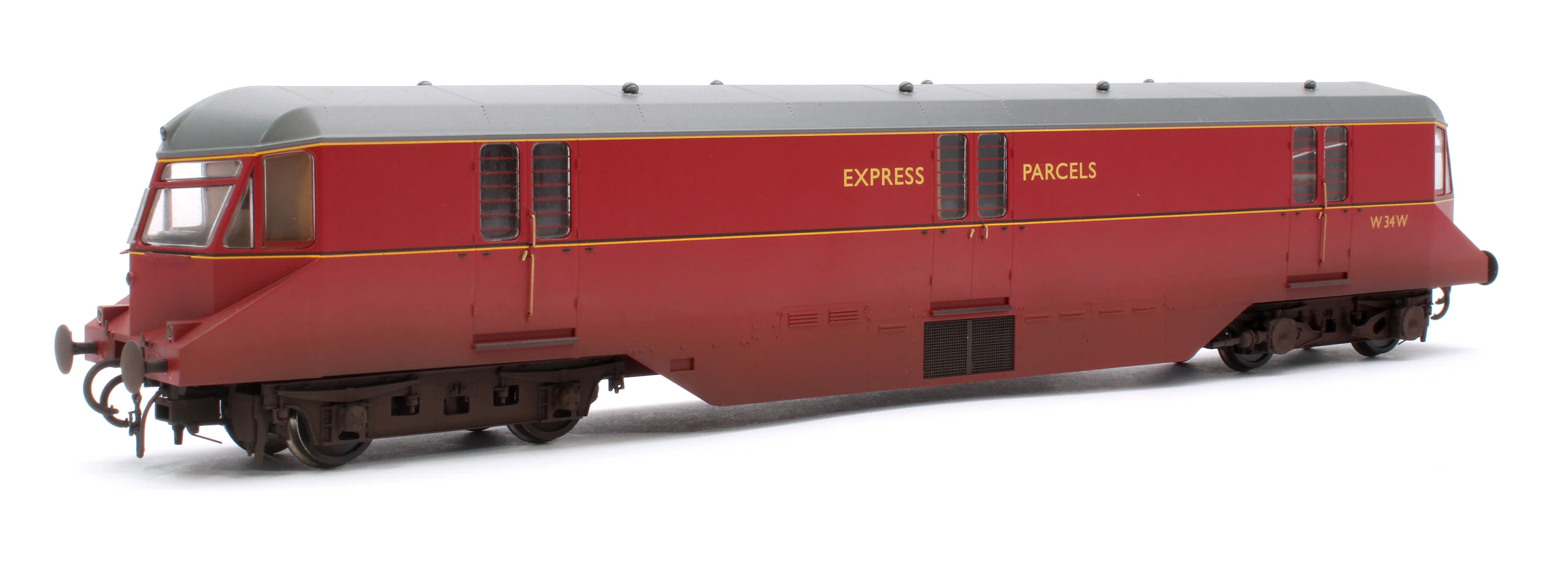 19432 GWR Parcels Railcar BR ‘Express Parcels’ Crimson No. W34W (Grey Roof) Diesel Locomotive - Weathered