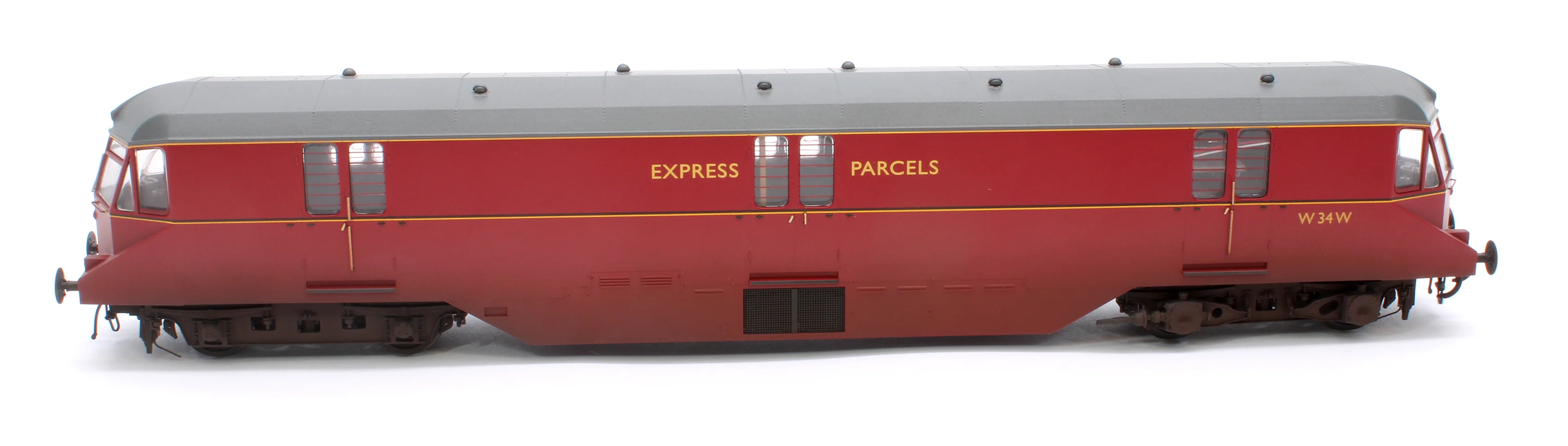 19432 GWR Parcels Railcar BR ‘Express Parcels’ Crimson No. W34W (Grey Roof) Diesel Locomotive - Weathered - Image 9