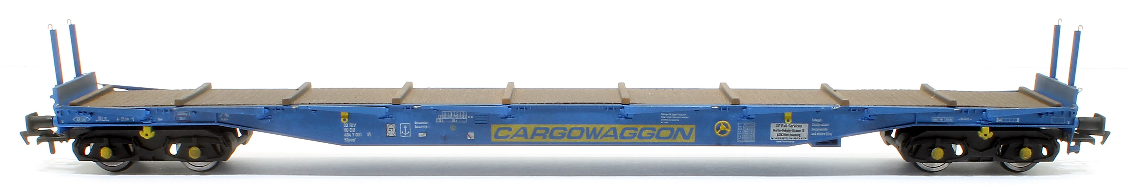 5111 IGA Cargowaggon bogie flat in CARGOWAGGON blue 4647 031 - Weathered - Image 3