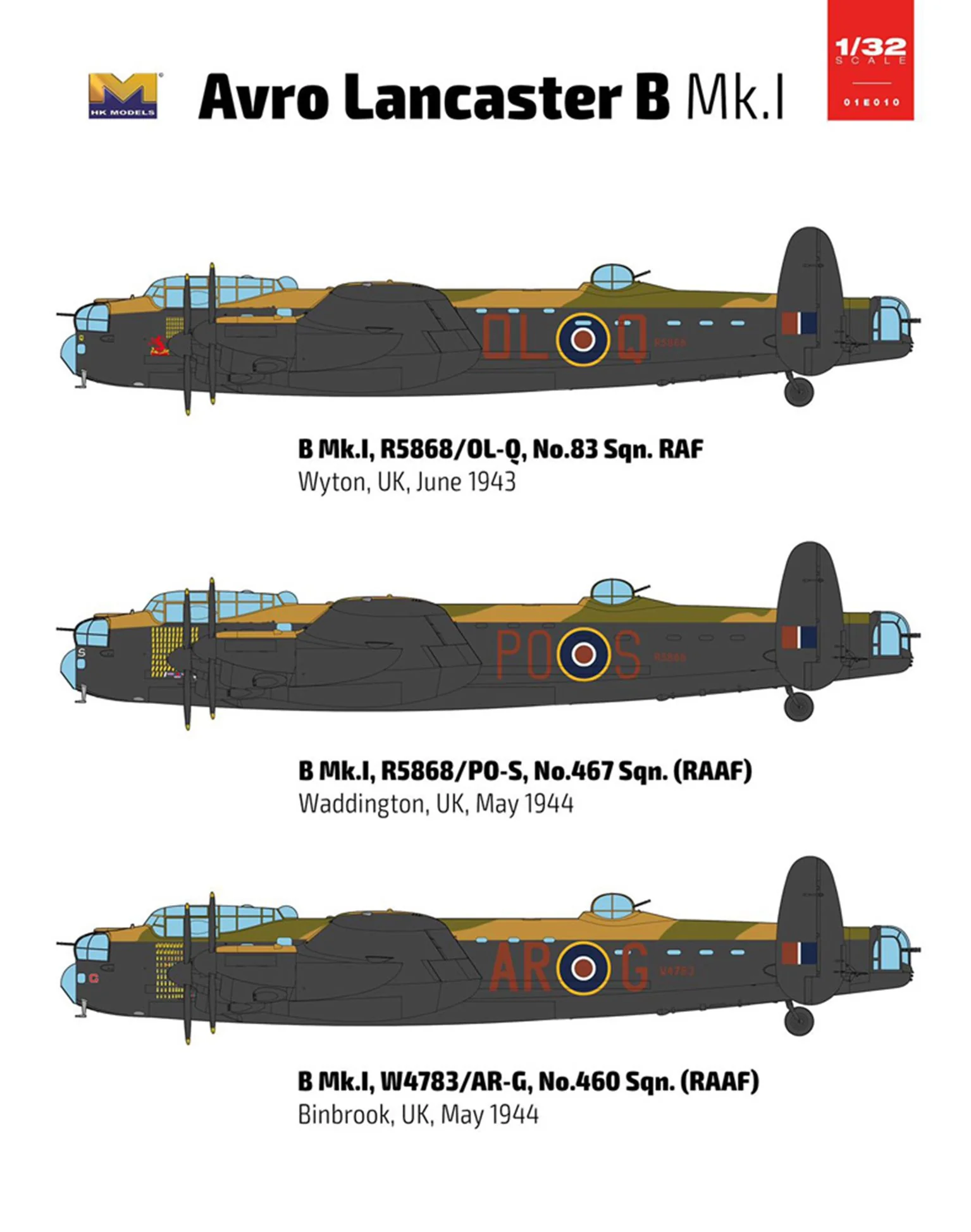 PKHK01E10 Avro Lancaster B.I/B.III WWII RAF Heavy Bomber Model Kit - Image 3