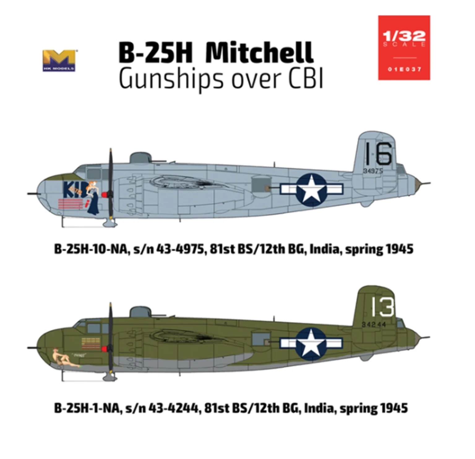 PKHK01E37 B-25H Mitchell Gunships over CBI Model Kit - Image 3