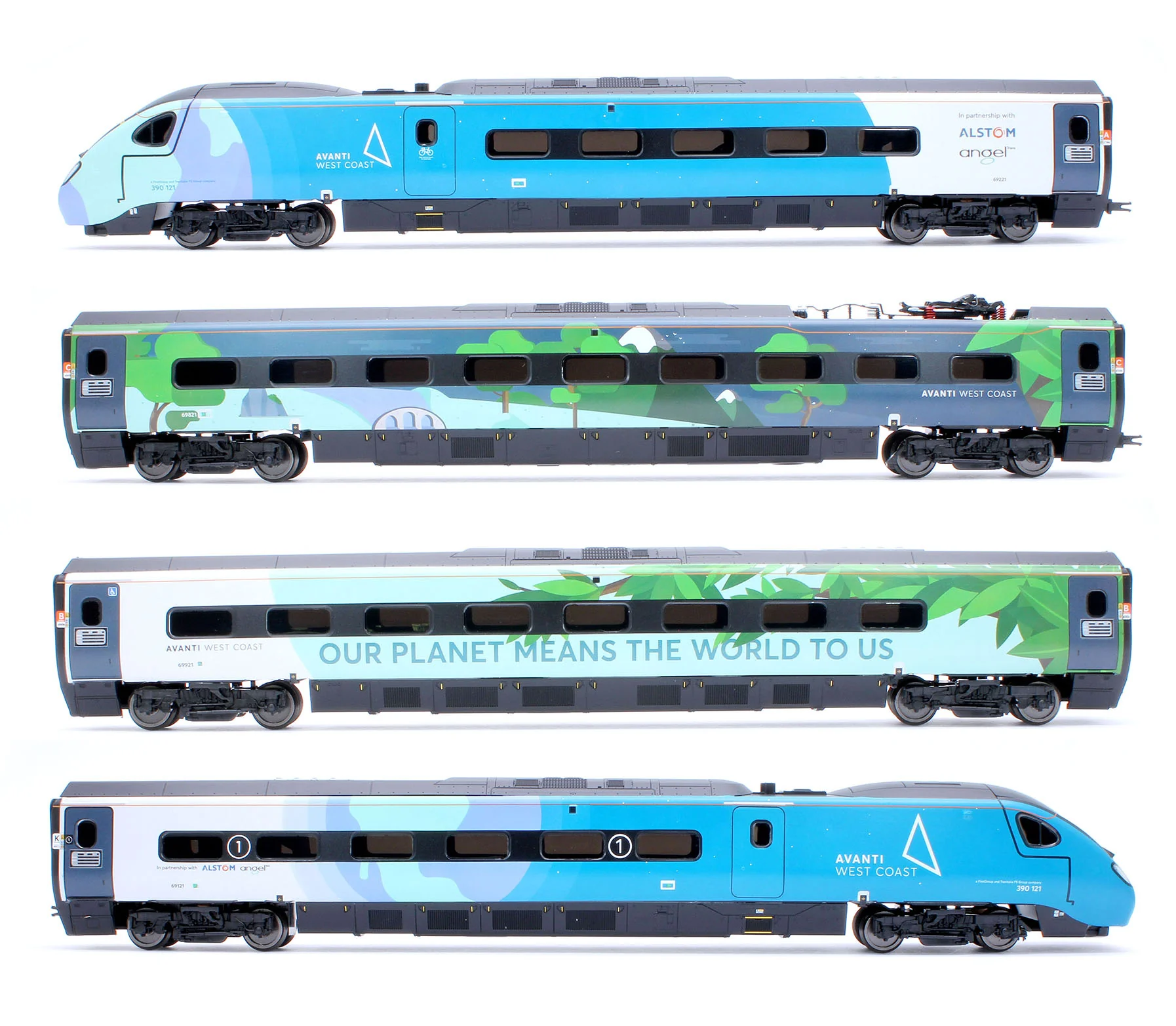 R30444 Avanti West Coast Class 390 COP26 Livery 4 Car Train Pack No.390121