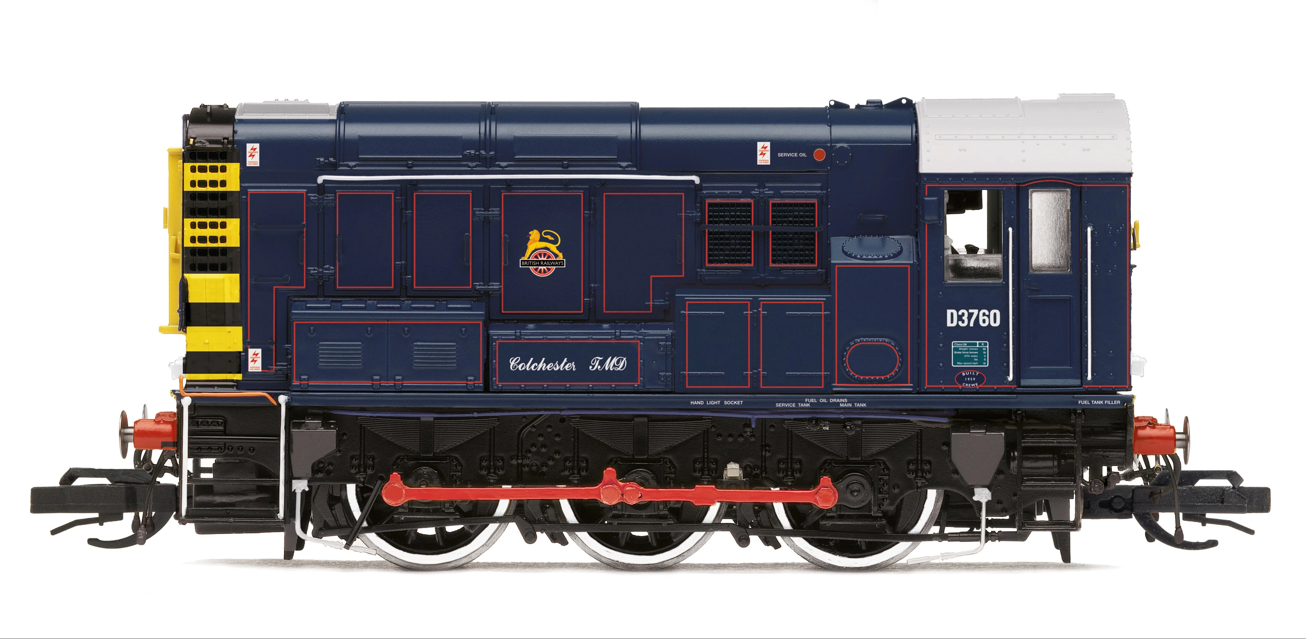 TT3059M Class 08 BR/GER Lined Blue D3760 'Colchester TMD' Diesel Locomotive