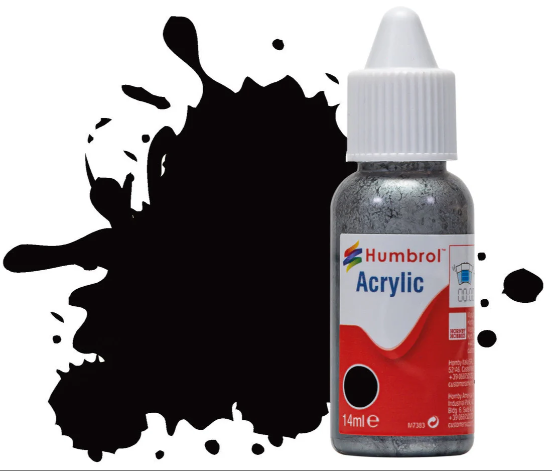 DB0085 HUMBROL ACRYLIC DROPPER BOTTLE - No 85 Black - Satin - 14ml