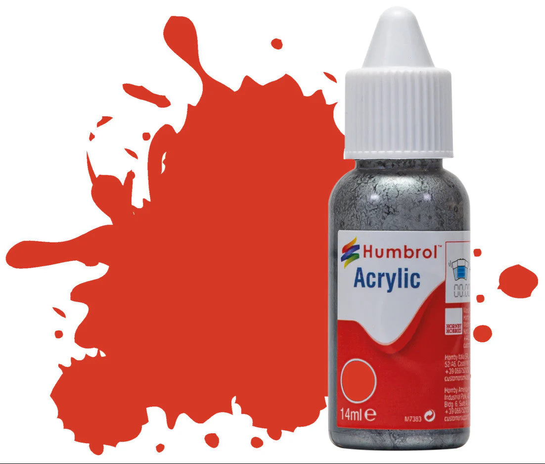 DB0174 HUMBROL ACRYLIC DROPPER BOTTLE - No 174 Signal Red - Satin - 14ml