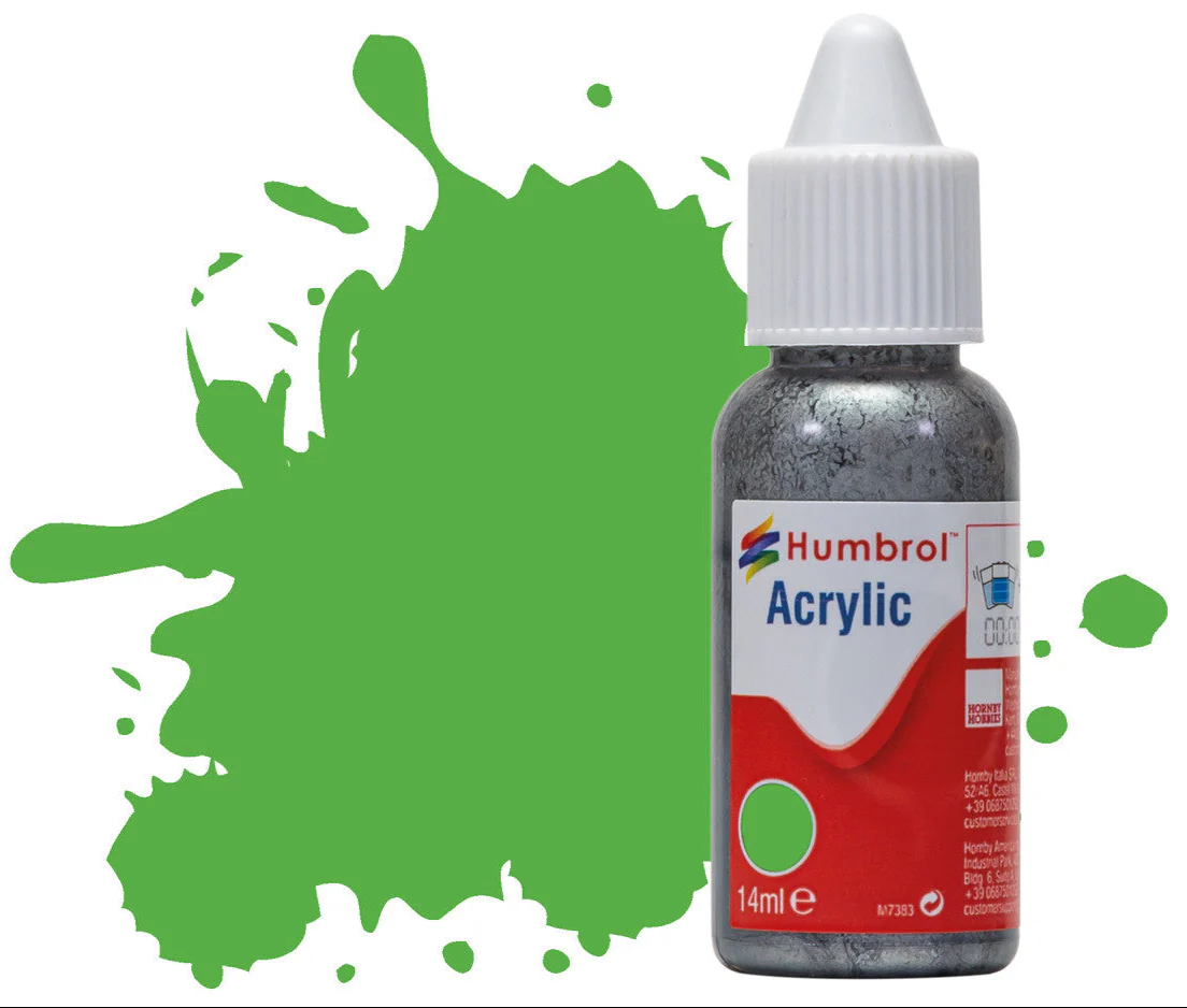 DB0208 HUMBROL ACRYLIC DROPPER BOTTLE - No 208 Fluorescent Signal Green Gloss - 14ml
