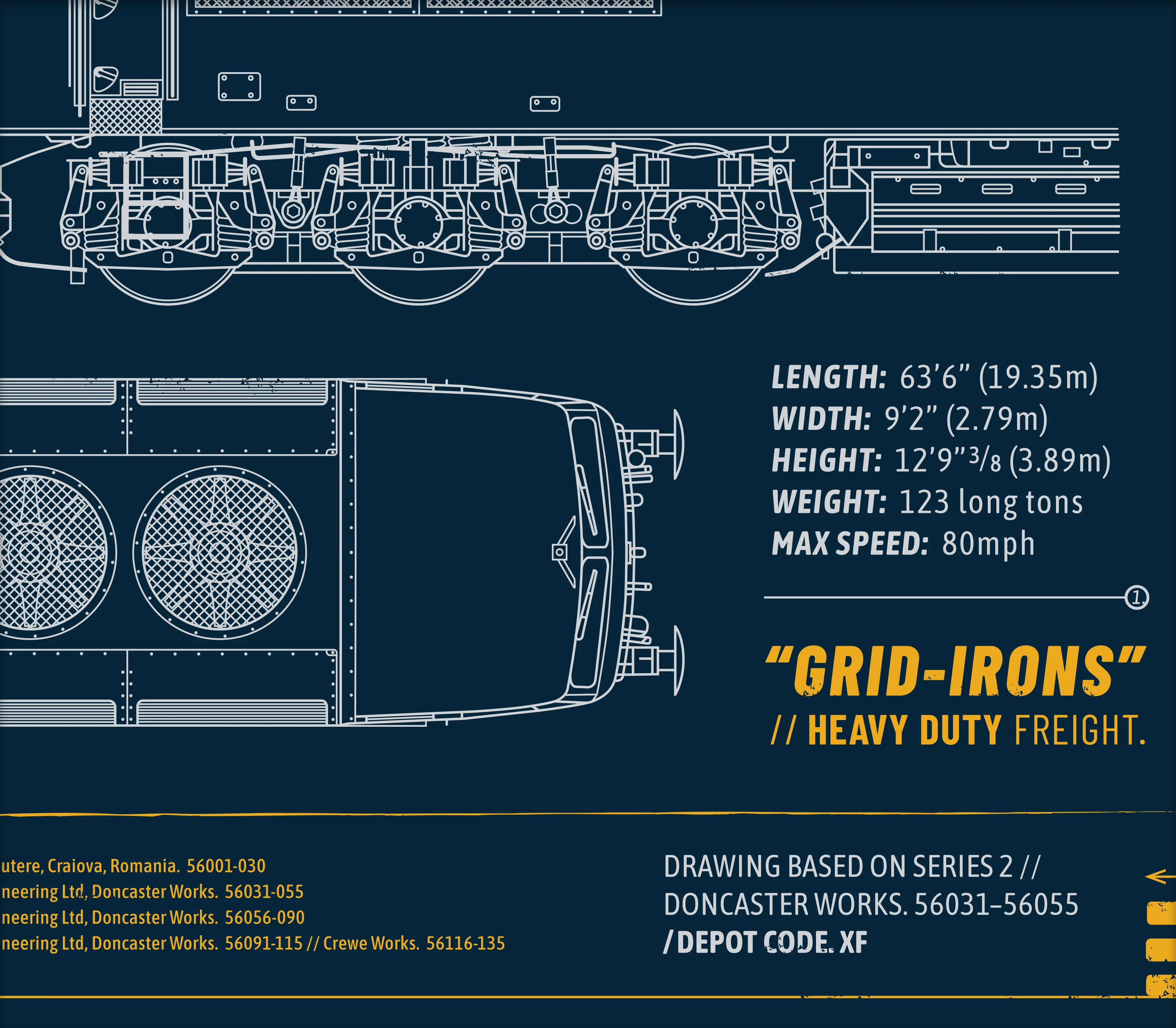 56033-Poster The Class 56 Technical Drawing Specification Railway Print - Image 4