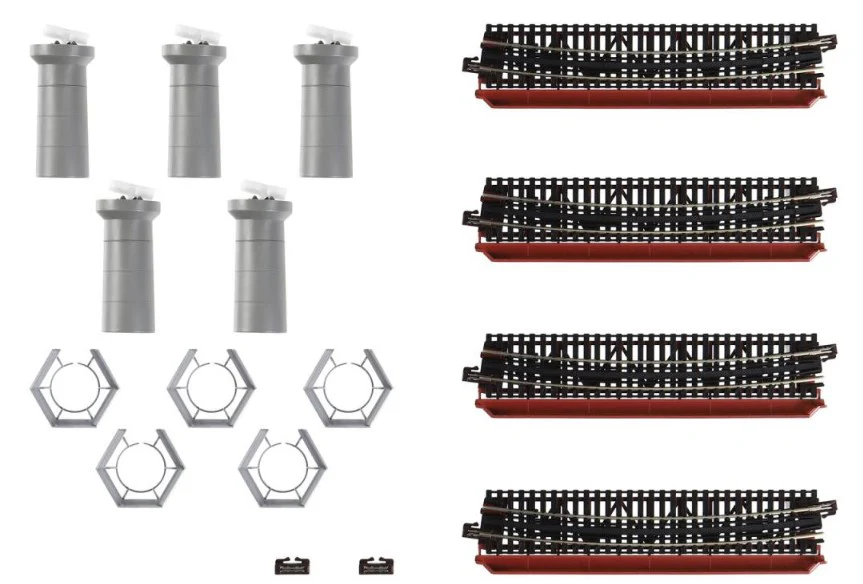 20-824 Unitrack (R481-60) Single Deck Curved Girder Bridge Red