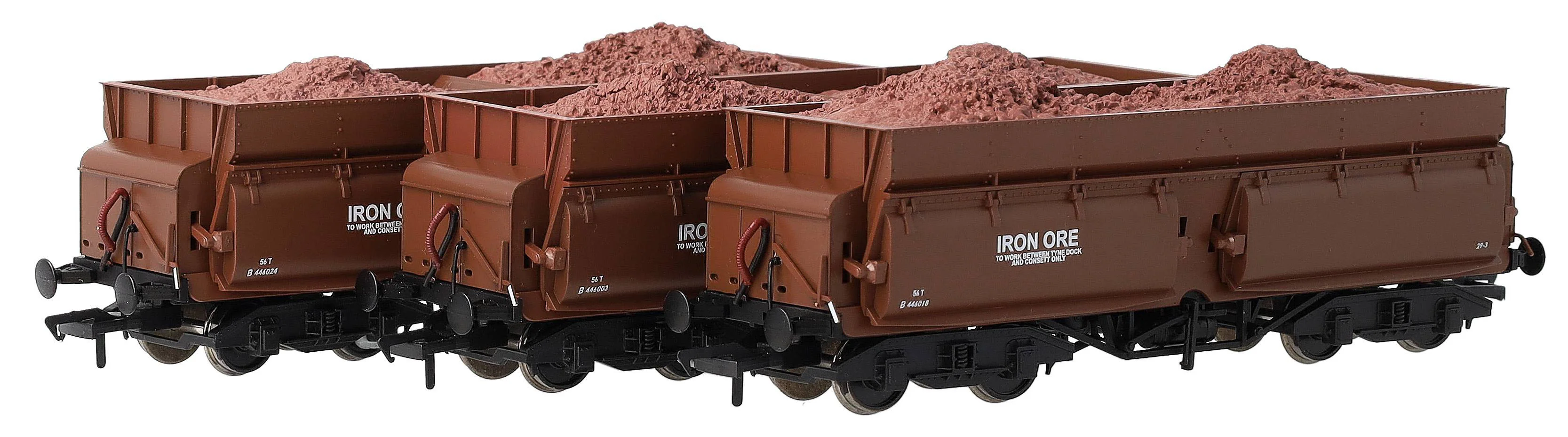 KRM-CON-OO-3H Set of 3 Consett Iron Ore Wagons - Pack H (With Load)