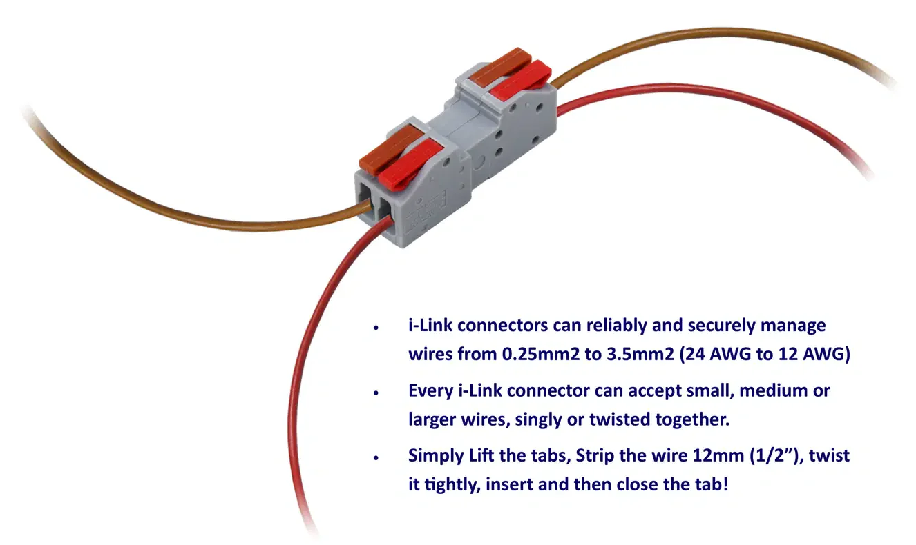 DCW-iLP2.10 Solder-Free 2-Pole 2-piece PLUGGABLE i-Link Connectors (10 pairs) - Image 2