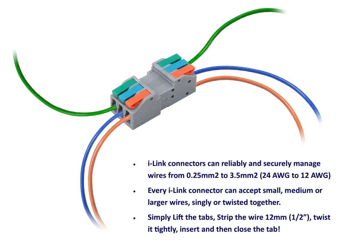 DCW-iLP3.8 Solder-Free 3-Pole 2-piece PLUGGABLE i-Link Connectors (8 pairs) - Image 2