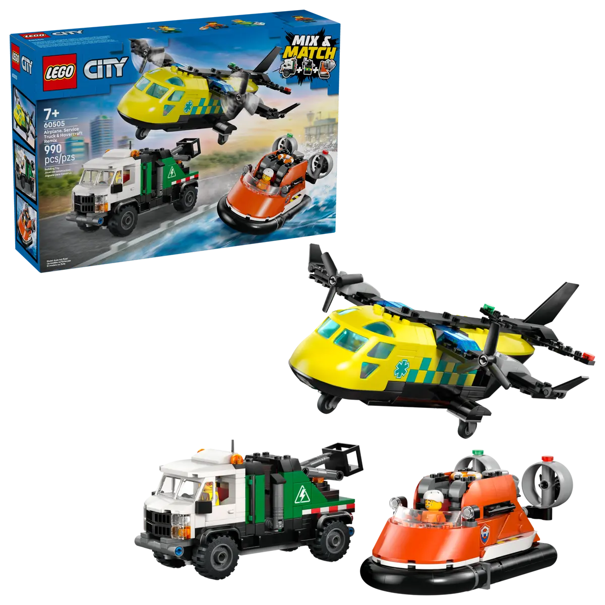 60505 Lego City Airplane, Service Truck & Hovercraft Remix - 60505