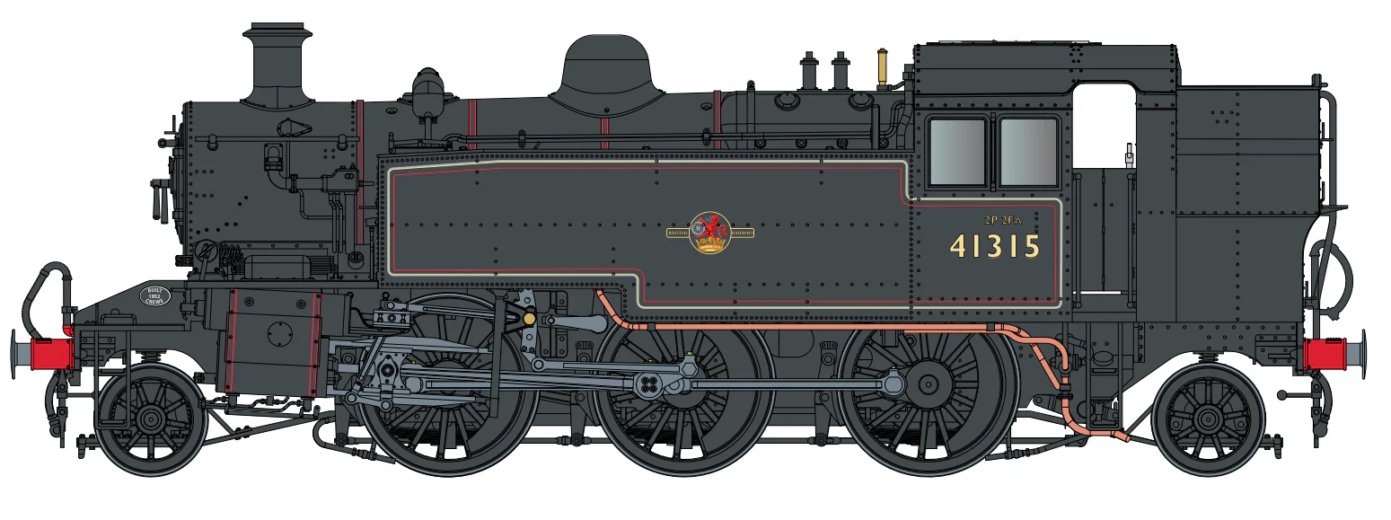 LHT-S-041-006 Ivatt Class 2 2-6-2T 41315 BR Lined Black Late Crest Steam Locomotive