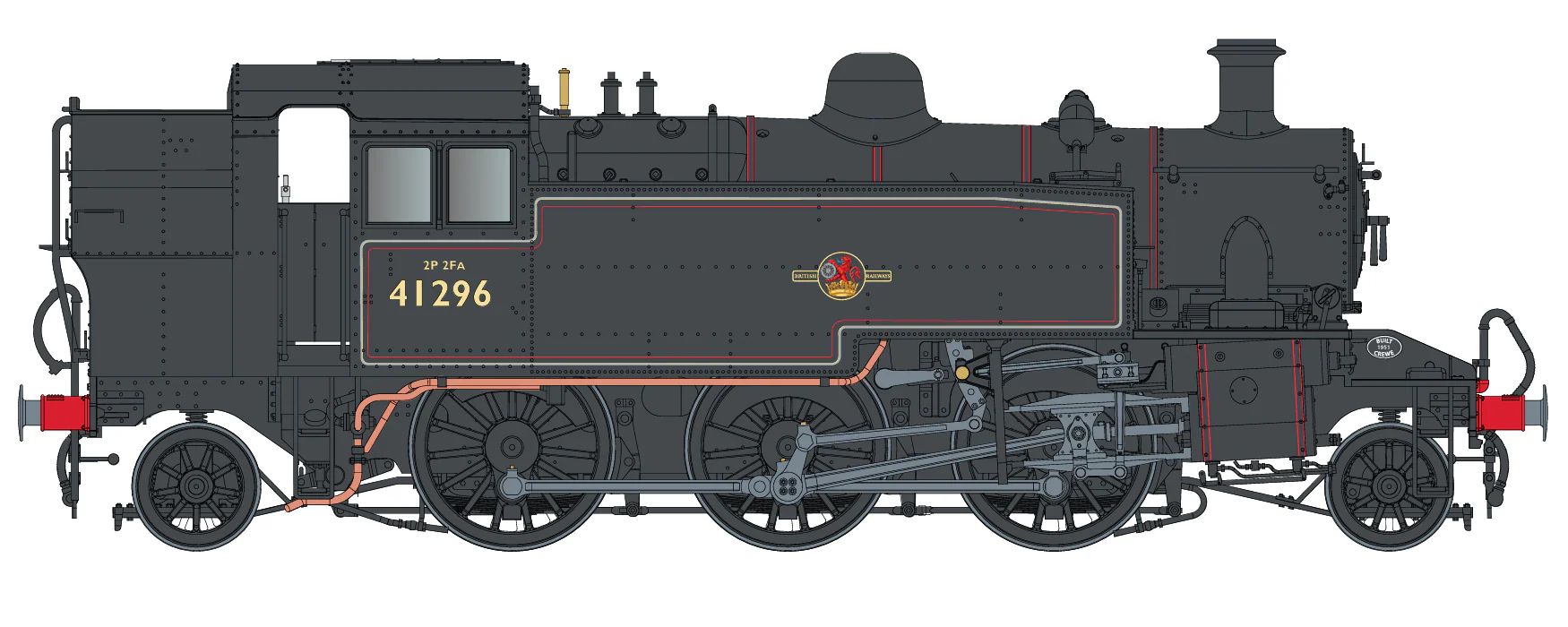 LHT-S-041-006 Ivatt Class 2 2-6-2T 41315 BR Lined Black Late Crest Steam Locomotive - Image 2
