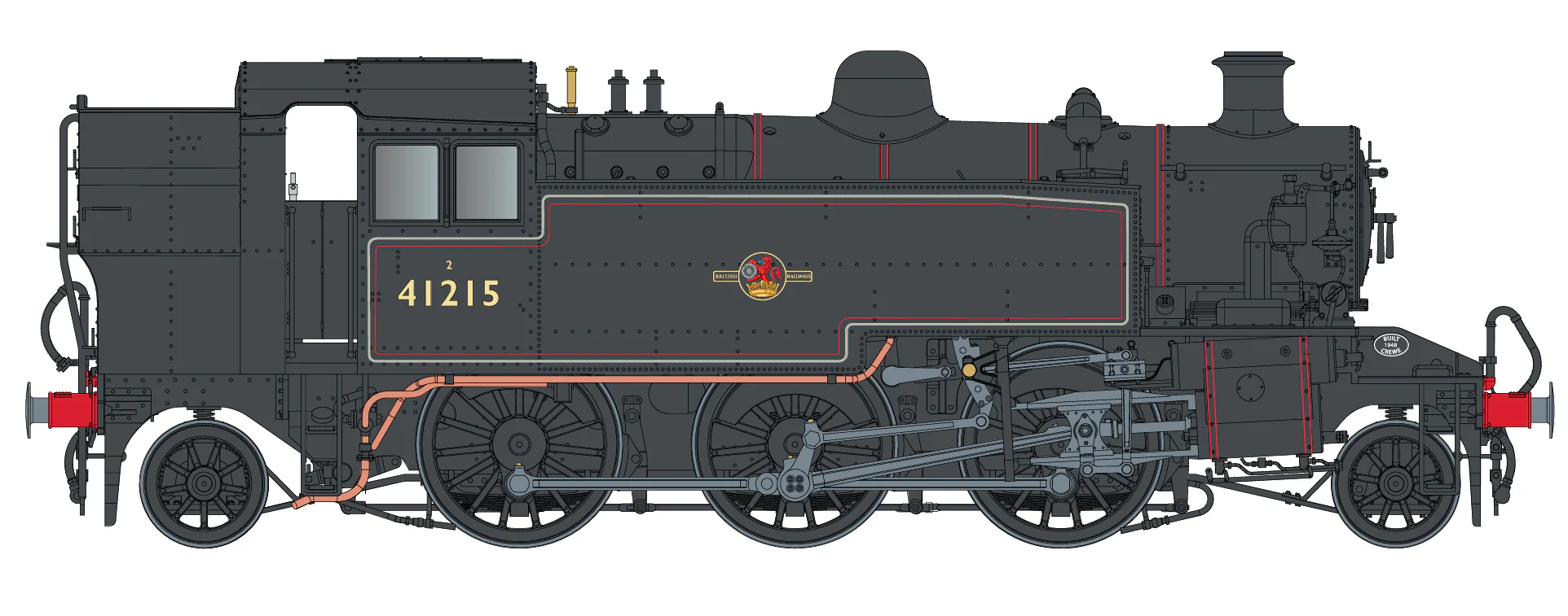 LHT-S-041-007U Ivatt Class 2 2-6-2T BR Lined Black Late Crest Push Pull Unnumbered Steam Locomotive - Image 2