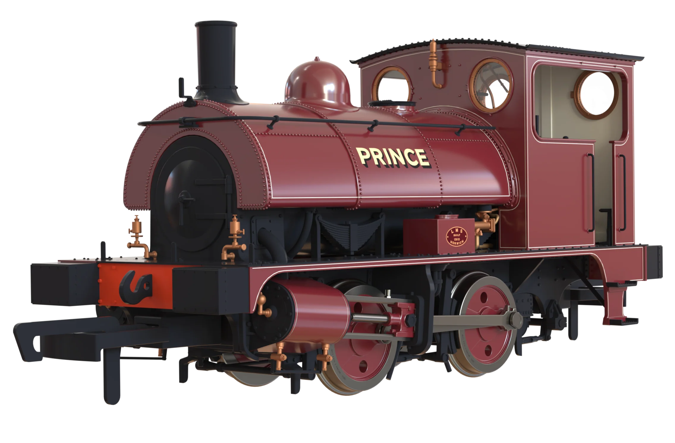 C1024 LYR 'Pug' 0-4-0ST "Prince" United Glass Bottle Manufacturer Lined Red Steam Locomotive