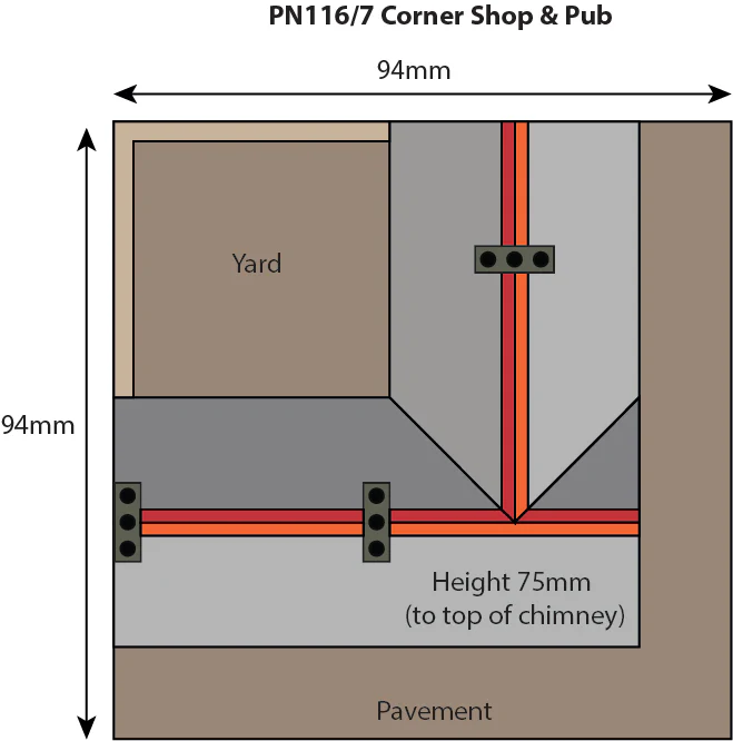 PN116 Corner Shop & Pub in Red Brick Kit – 2021 Design - Image 4