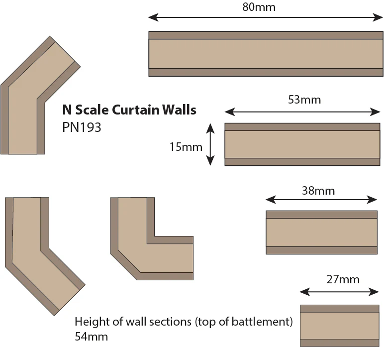 PN193 N Gauge Castle Curtain Walls kit - Image 3