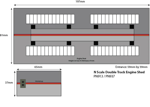PN913 PN913 Double Track Engine Shed In Red Brick Kit - Image 4