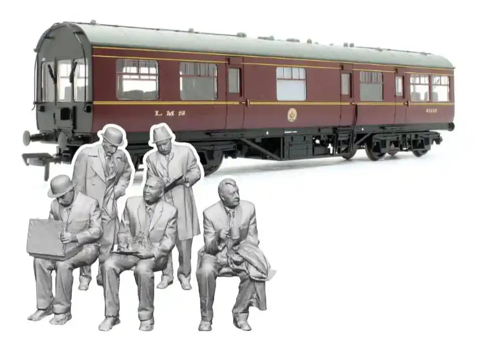 11281-043 O Gauge Loco Specific Crew - Heljan LMS/BR 50ft Inspection Saloon Figure Pack