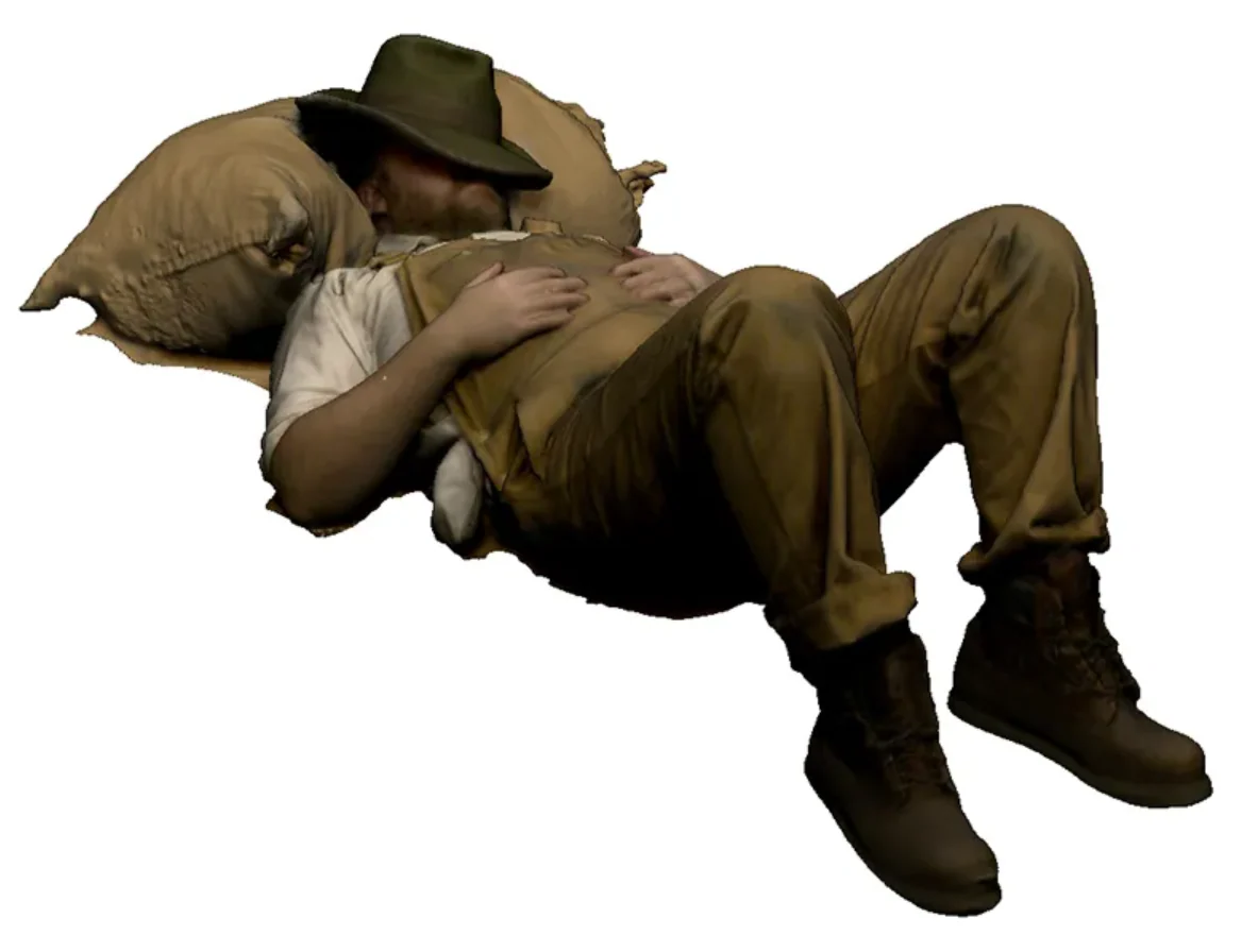 14214-076 OO Gauge - Trade & Services - Mill worker sleeping - Image 2