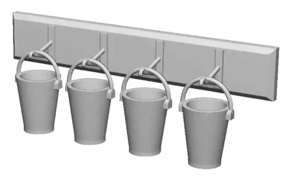 2632-043 O Gauge Railway & Lineside - 4x Fire Buckets and Stand (Pack of 2)