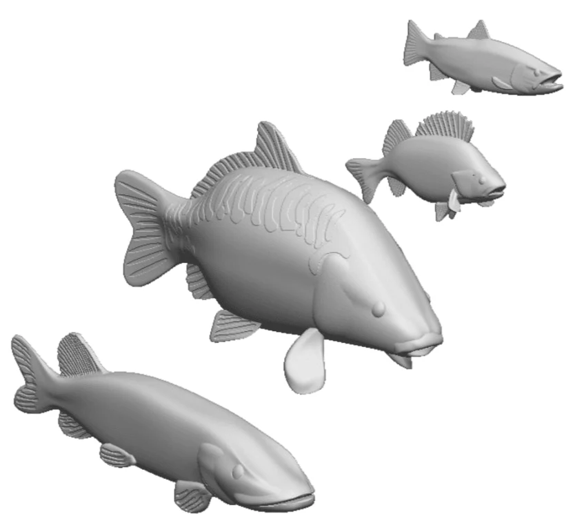 31150-076 OO Gauge - Pets, Wildlife & Livestock - Fresh Water Fish (3x Each)