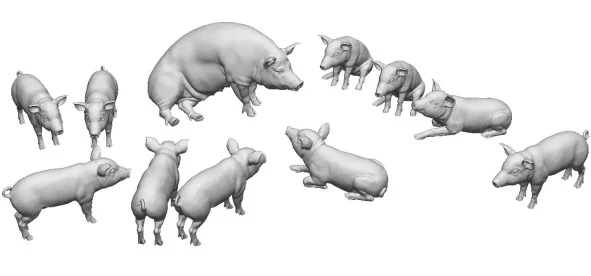31241-043 O Gauge Pets, Wildlife & Livestock Piglets and Sow