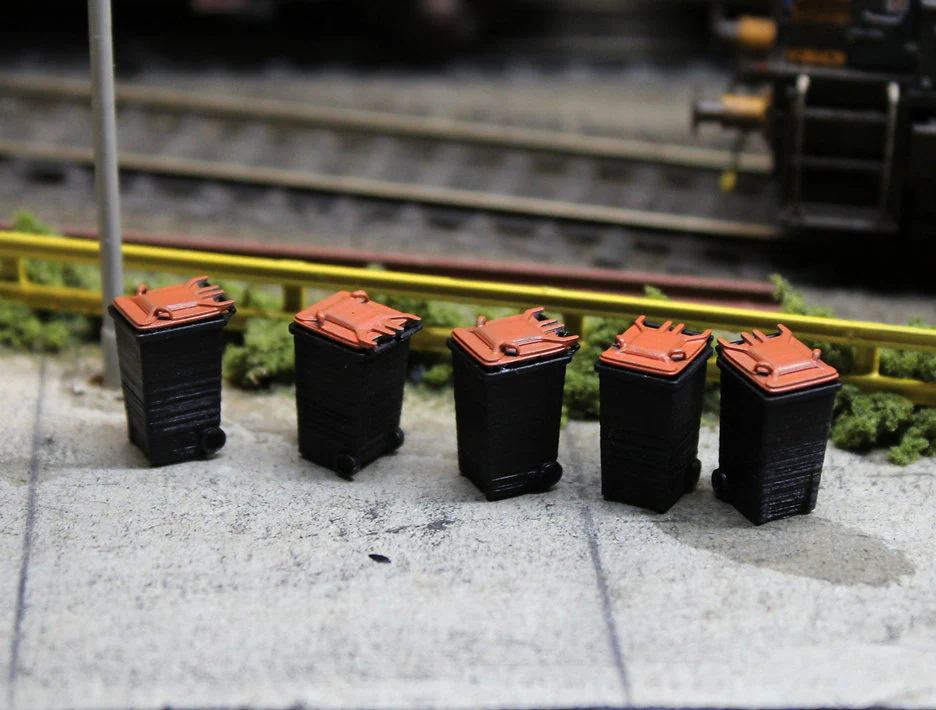 BSWBOL5 Modern Wheelie Bins - Pack of 5 - ORANGE LIDS