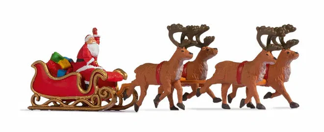 N15924 Santa Claus with Reindeer Hauled Sleigh Figure Set